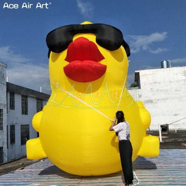 Outlet d'usine 6mh (20 pieds) avec sauteuse pop-up animal jaune canard gonflable pour exposition de décoration de pelouse de parc extérieur