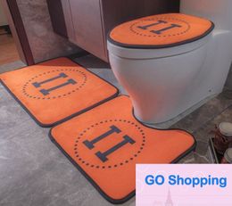 Factory outlet Badmatten Trendy bedrukte toiletafdekkingsmat thuis badkamer flanellen tapijt antislip set van 3 stuks