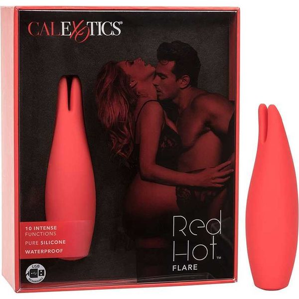 sortie d'usine CalExotics Hot Horn -10 Fonction Étanche Rechargeable Silicone Compact Vibromasseur Couple Adulte Masseur Rouge