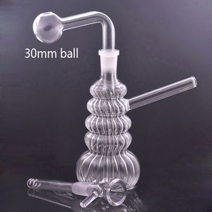 Outlet de fábrica El vidrio más barato Bong Quemador de aceite Pipa Hookah Cigarrillo Cigarro Pipas de agua Reciclador embriagador portátil Dab Rig Recolector de cenizas con olla de aceite y tazón de hierba seca