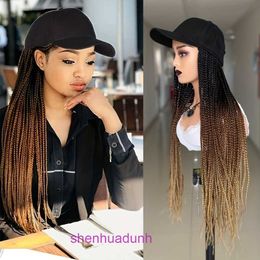 Factory Outlet Fashion Wig Hair Online Shop Black Dirty Traided Hat Wig à la main 55 tresses non détachables One Piece