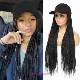 Factory Outlet Fashion Wig Hair Online Shop Hot Vendre trois tresses Cap de baseball Synthétique Fibre Gradient noir Brown Long Hat Wi