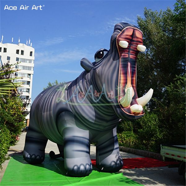 Hippopotame gonflable géant réaliste, sortie d'usine, Animal soufflé à l'air pour publicité extérieure, décoration de fête, fabriqué en chine
