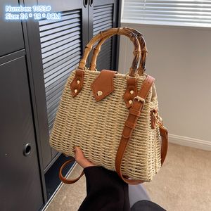 Factory outlet dames schoudertassen 2 kleuren straat mode zomer rietje strand tas stereotypen contrast lederen handtas vakantie romantische reis rugzak 1053#