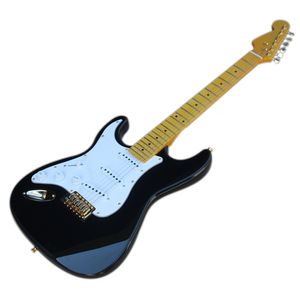 Outlet usine-gaucher noir 6 cordes guitare électrique avec quincaillerie en or, manche en palissandre, performance élevée