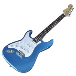 Factory outlet-linkshandige metalen blauwe 6 snaren elektrische gitaar met SSS-pickups, palissander fretboard, hoge kostenprestaties