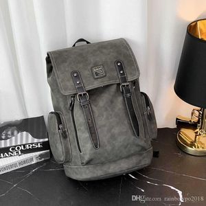 Bolsos de hombre de salida de fábrica, decoración de cinturón de tendencia callejera, mochila para hombre, mochilas de cuero para ocio al aire libre, bolso de mensajero de cuero gris