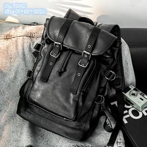 Factory Outlet Men Shoulder Bags Outdoor Sport Fitness Leisure Leather Backpack Vertical High-Capacity Fashion Study Street Trend Lederen Handtas 7702#