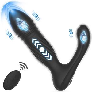prise d'usine masseur de prostate fesses plug avec modes de contrôle à distance de 25 pieds jouet sexuel sensoriel adulte vibrateur masculin faux pénis (noir)