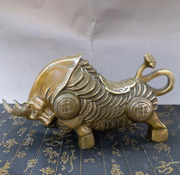 Sortie d'usine pur cuivre argent taureau Fortune Bronze décoration Antique Antique cuivre Feng Shui laiton taureau artisanat