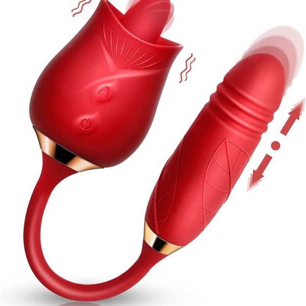 vibratrice de jouets de rose de sortie d'usine pour femme dans 1 langue clitorale léchant le spot de poussée modes de gode pour adultes jouets de sexe