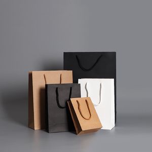 Factory Outlet Sale Luxe Eco-vriendelijke Carrier White Black Kraft Gift Paper Boodschappentas met Logo