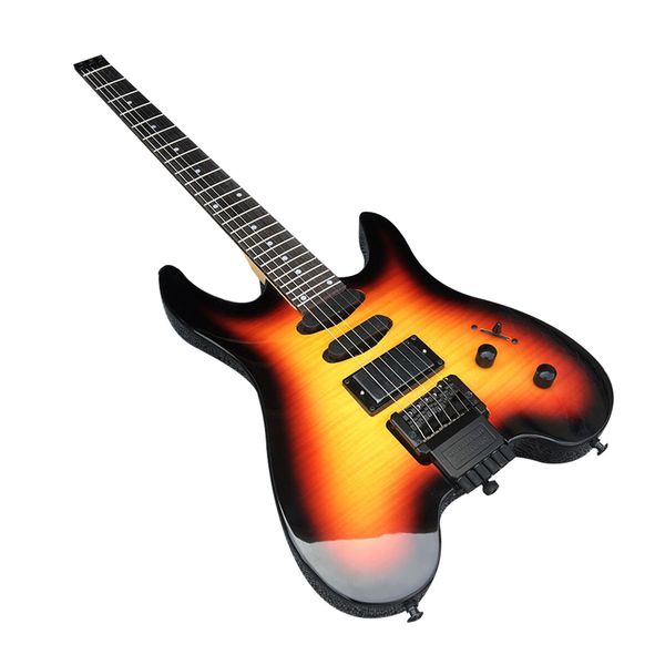 Guitarra eléctrica sin cabeza de fábrica de tobillero de tabaco con 24 trastes, fretbook de palisandro