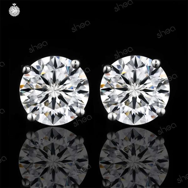 Prix de gros de sortie d'usine plaqué or 2ct rond brillant coupe Moissanite pierres précieuses classiques goujons fins