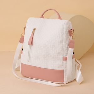 Factory Outlet Dames Schoudertas 4 Kleuren Kleine vers geprinte handtas Eenvoudige rug Anti-diefstal Vrije rugzak dagelijkse Joker Stitching Fashion Backpacks 6777#