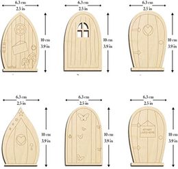 Factory Painting Levers Fairy Garden Door Multi Designs Mini houten deuren diy ambachtskit blanco onafgemaakte miniatuur