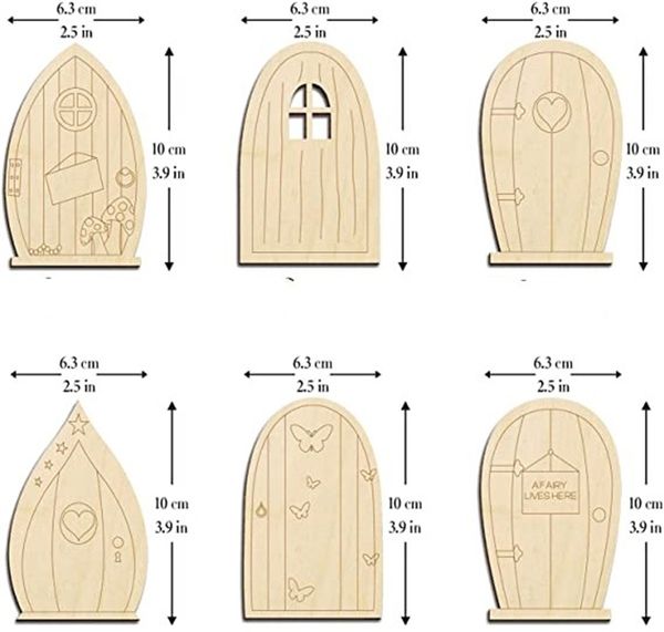 Forniture per pittura di fabbrica Porta da giardino delle fate multi disegni Mini porte in legno Kit artigianale fai-da-te Miniatura incompiuta vuota