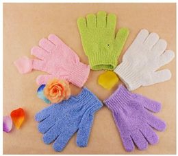 Precio de fábrica 100 unids/lote guante de baño exfoliante cinco dedos guantes de baño conveniente y cómodo salud envío gratis [SKU: A457]