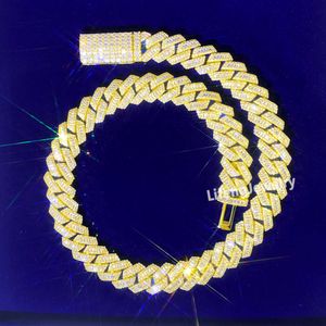 Prix usine 18mm-20mm chaîne à maillons cubains Moissanite glacé Miami chaîne cubaine Hip Hop mode bijoux collier