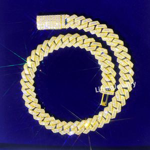 Fabrieksprijs 18 mm Moissanite Cubaanse linkketen Iced Out Miami Cuban Chain Hip Hop Fashion Jewelry ketting voor mannen