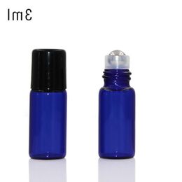 Prix usine 1ml 2ml 3ml Blue Glass Roll On Bottle 1CC 2CC 3CC Sample Glass Vials avec SS Roller Ball Livraison DHL gratuite Rqtcf