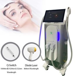 Prix d'usine 2 en 1 Q Switch Diode Ice Laser Épilation Pico Switched Nd Yag Tattoo Removal Carbon Peel Traitements de la peau Machine d'élimination de la pigmentation