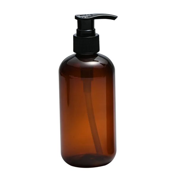 Prix usine 250 ml 8 oz PET plastique ambre shampooing bouteille Gel douche désinfectant pour les mains lavage des mains liquide cosmétique Lotion pompe bouteille Top qualité