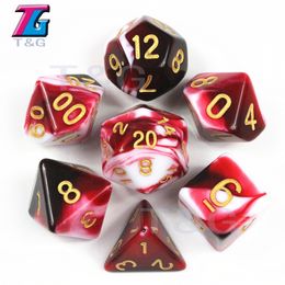 Prix ​​usine 7pcs / Set TRPG Dice pour Jeu DD Meilleur cadeau acrylique 7 couleurs