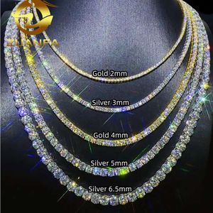 Prix usine 925 argent 2mm 3mm 4mm 5mm 6.5mm diamant Hiphop bijoux Vvs Moissanite collier Moissanite chaîne de Tennis collier