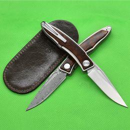 Factory Prijs A1896 EDC Pocket Folding Knife M390/Damascus Steel Blade Titanium Alloy/Snakewood Hendle kleine geschenkmessen met lederen schede
