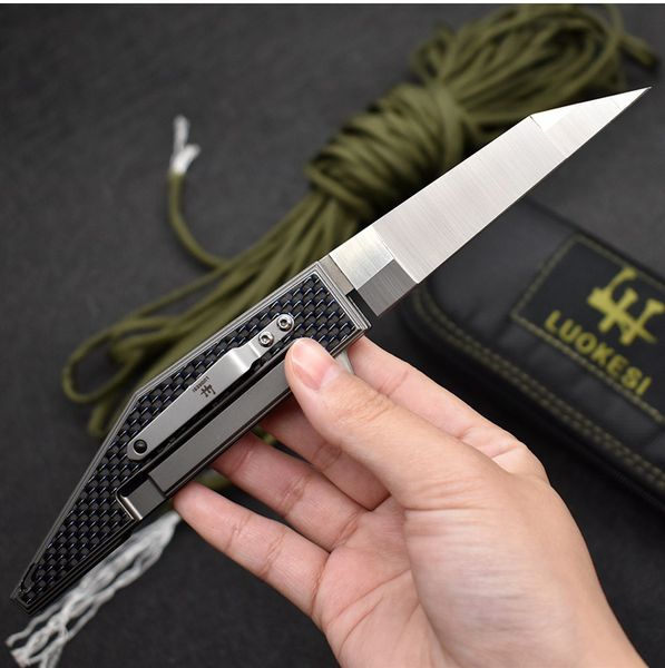 Precio de fábrica A1897 Cuchillo plegable abatible de gama alta 100% real M390 Hoja satinada Aleación de titanio / Mango de fibra de carbono Rodamiento de bolas Cuchillos de bolsillo EDC de apertura rápida