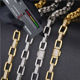 Prix usine Bling Hip Hop Bijoux 11Mm Sterling Sier VVS Moissanite Diamant Glacé Cubain Lien Chaîne Bracelet Collier meilleure qualité
