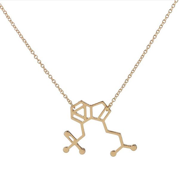 Precio de fábrica Estructura química Collar colgante Nuevos hongos Molécula Estructura Colgante 18K Oro y plata Mujeres Charm Jewelry