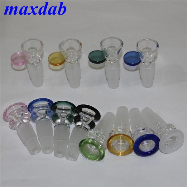 Prix usine coloré mâle narguilé verre Bong bols 14mm 18mm tabac bol d'herbes sèches pour eau bongs plate-forme pétrolière pipes à fumer