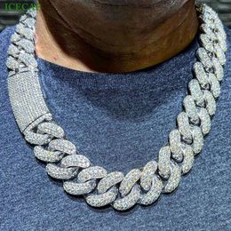 Prix d'usine Collier Hip Hop Iced Out personnalisé 18 mm VVS Moisanite Diamond Cuban Link Chain