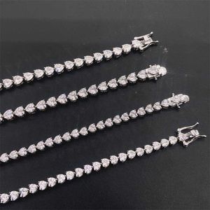 Prix usine Fashion 925 Sterling Silver 5 * 5mm Moissanite Bracelet Heart Tennis Chain Necklace