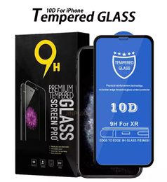 Factory Prijs Volledige lijm 9H 10D Scherm beschermer voor iPhone 14 Pro Max XR XS 7 8 Plus 11 12 13 Mini Anti-Scatch Tempered Glass Film met retailpakket
