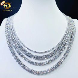 Precio de fábrica a tamaño completo de muissanita collar de tenis pase de prueba de diamantes cadena de tenis 925 plata esterlina