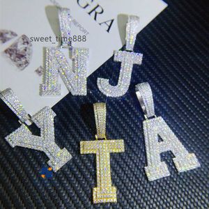 Prix usine Hip Hop bijoux moissanite collier bricolage lettre glacé réel S925 argent Moissanite personnalisé pendentif