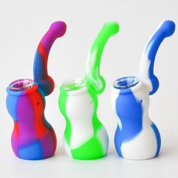 Prix usine Mini 5.31 pouces de hauteur Gourd Silicone Pipe à fumer Pipe à main en silicone Pipe en verre avec multi couleur dab rig silicone bong