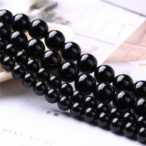 Perles en vrac Onyx noir naturel bon 4-12mm pour boucle d'oreille Bracelet collier DYI fabrication de bijoux pour hommes femmes