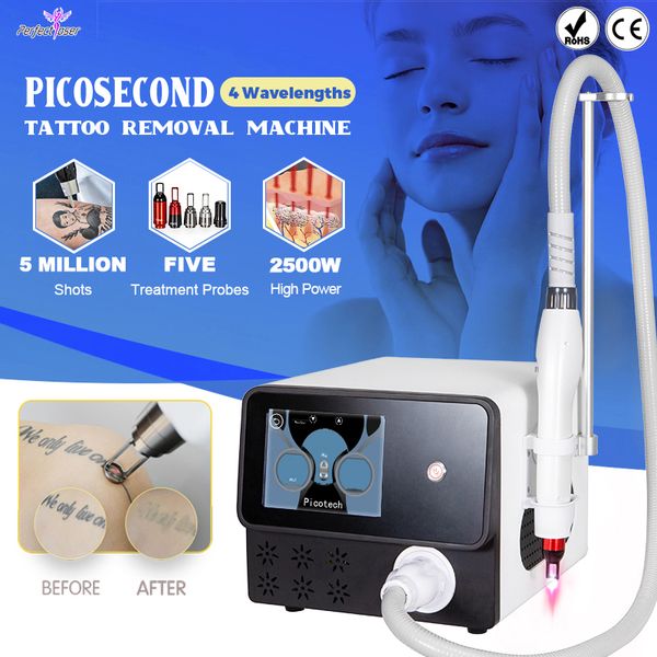 Meilleur portable nd yag picoseconde détatouage laser équipement de blanchiment de la peau pigment laser machine 5 sondes