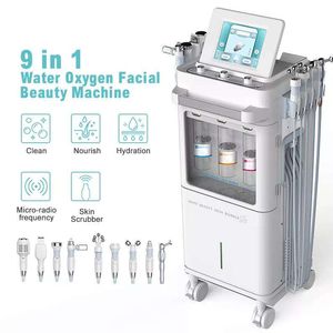 Prix d'usine Jet d'eau à oxygène Dermabrasion 9 poignées Dispositif anti-âge Revitalisation de la peau Visage Nettoyage en profondeur Huile hydratante Supprimer la machine ionique à ultrasons RF