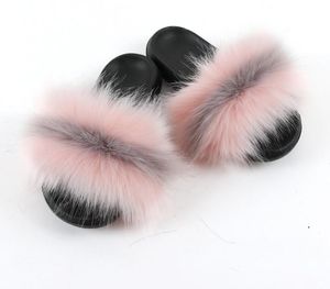 prix d'usine Real Fur Pantoufles Diapositives couleur blanche Chaussures Furry Fuffly Slipper