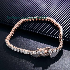 Bracelet de Tennis en diamant Vvs Moissanite, prix d'usine, plaque en or Rose, chaîne en Moissanite, bijoux Hip Hop