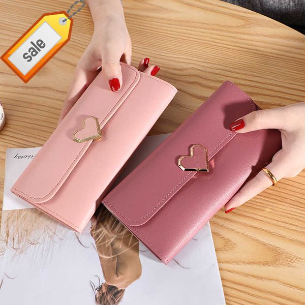 Precio de fábrica, carteras largas para mujer, carteras de lujo con corazón de amor para mujer y niña, tarjetero de bolsillo para dinero, bolso de teléfono para mujer