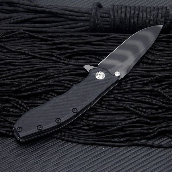 Precio de fábrica Z T0562 Flipper Pocket Cuchillo plegable D2 Recubrimiento de titanio Hoja de punto de caída G10 / Mango de acero inoxidable Rodamiento de bolas Cuchillos abiertos rápidos con caja al por menor