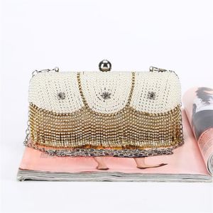 Factory Retailll entièrement marque tout nouveau sac de soirée perlé Wogue Diamond avec Pu Satin pour le banquet de mariage Porm244O