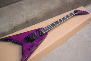 Factory palissander fretboard elektrische gitaar, 24 speciale inleg, paarse body, zwarte hardware, actieve HH-pickup, Folyd Rose, kan worden aangepast.