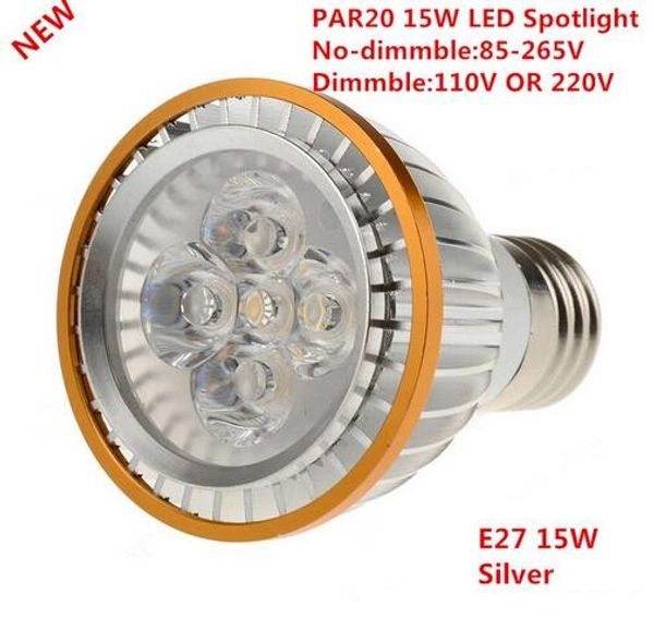 Ampoules LED PAR20 E27 15W 5x3W, blanc chaud/blanc froid/blanc 110V 220V, variable, projecteurs PAR 20 P20, vente d'usine, 50 pièces